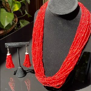 Red/Orange Necklace and Earring Set